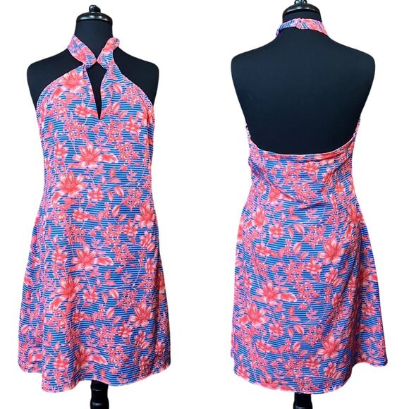 Badgley Mischka Belle Badgley Mischka Floral Halter Top Dress Size Women's 2 - Picture 1 of 6